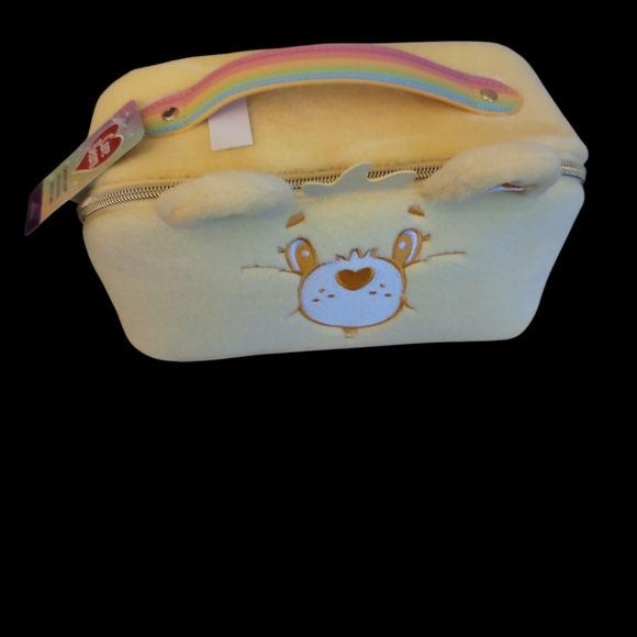 Care Bears Yellow Plush Make Up/Travel Bag with Rainbow Handle-NWT - Picture 1 of 7